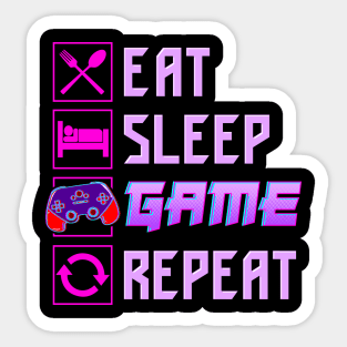 Funny Eat Sleep Game Repeat Anime Gamer Gaming Sticker